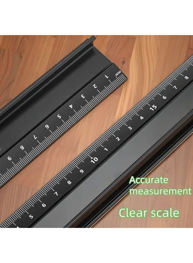 Cool Black 7.87 Inch Metal Ruler High Precision Aluminum Alloy Straightedge - Image 4
