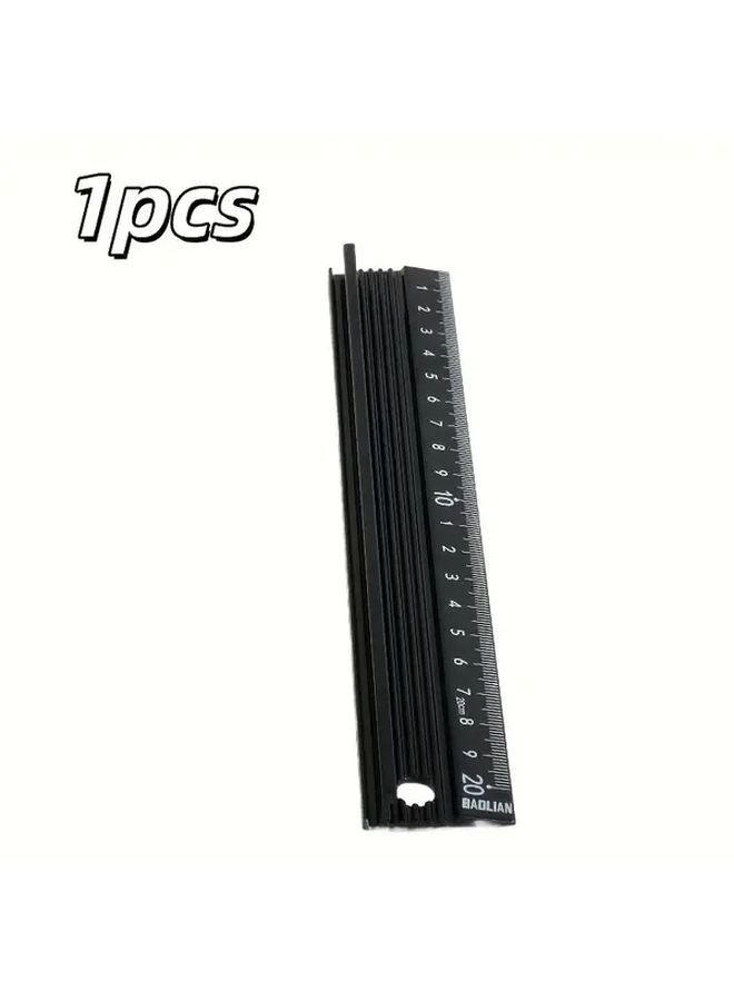 Cool Black 7.87 Inch Metal Ruler High Precision Aluminum Alloy Straightedge - Image 1