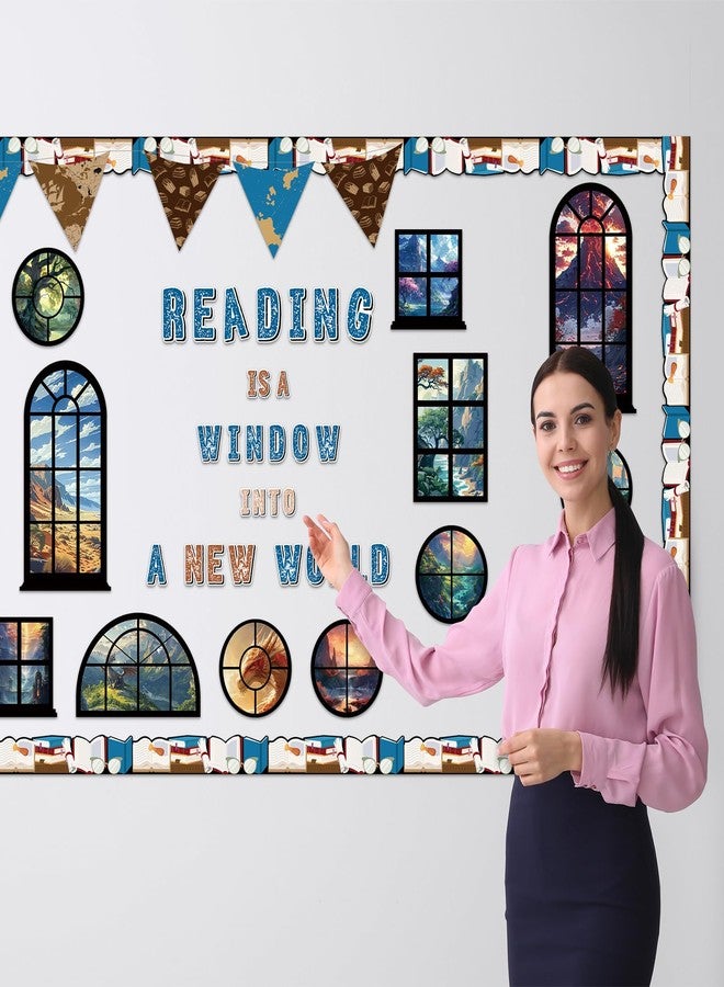 Mooliwe 69 Pcs Reading Wizard Bulletin Board Decorations Set Reading is a Window into a New World Cutouts Classroom Read Bulletin Board Cutouts School Library Wall Decor Teacher Supplies - Image 5