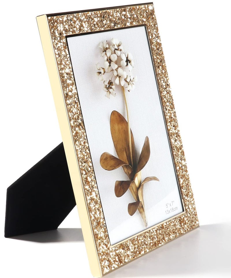 إطارات صور كيرسيكي إطار ذهبي يناسب صورة بحجم 5 × 7 بوصة إطارات صور معدنية لعرض الصور اللامعة على المكتب أو الحائط مساحة الطاولة الرف 5 × 7 بوصة ذهبي