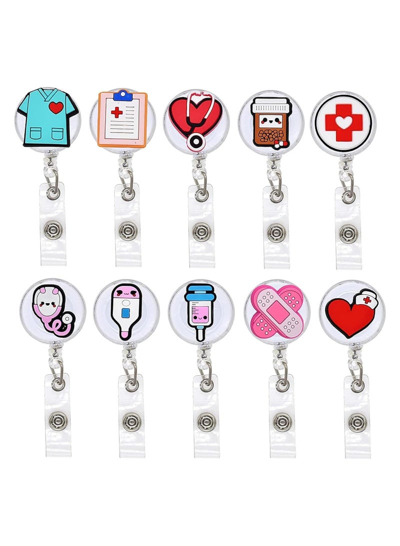 NIIMBOT 10 PCS Badge Reel Holder, Funny Badge Holder, Nurse Badge Reel Holder, Retractable Nursing Id Badge Reels Clips, Cute Nursing Badge Reel for Nurses Doctor Hospital Office Worker Gifts - Image 4