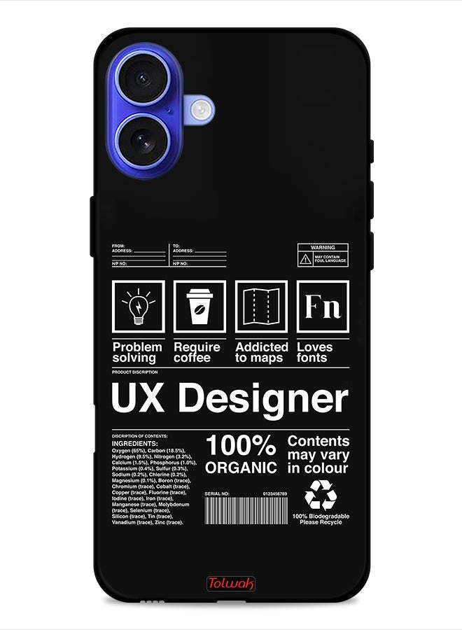 Tolwak Apple iPhone 16 Protective Case Cover Ux Designer Sticker - Image 1