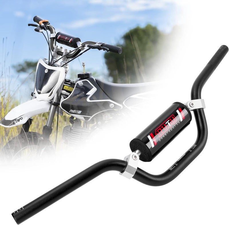 RUTU Heavy Duty 7/8 inch Handlebar with Crossbar Pad for Kids Dirt Bikes and ATVs - Black - Image 1