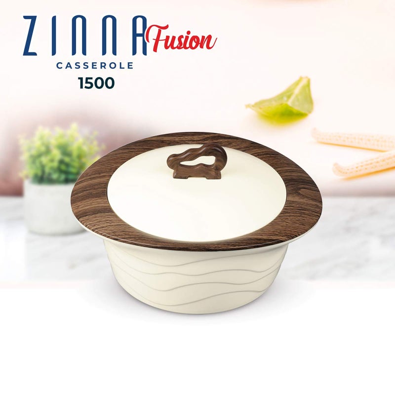Trueware TRUEWARE Zinna Fusion Casserole 1500 Inner Steel Casserole 1500 mlDark Brown PU Insulated BPA free Odour Proof Food Grade Easy to Carry Easy to Store Ideal For Chapatti Roti Curd Maker Kitchen Storage Kitchen accesseroies Thermoware Hot Pot  - Image 2