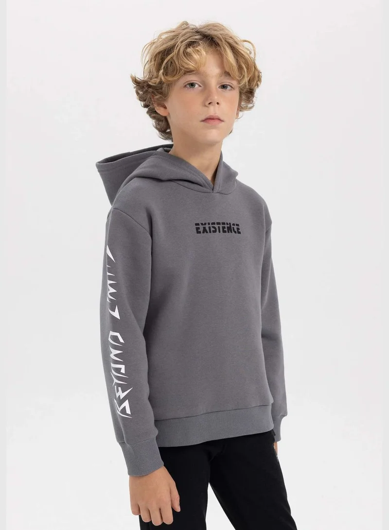 DeFacto Boy Hooded Long Sleeve Knitted Sweatshirt