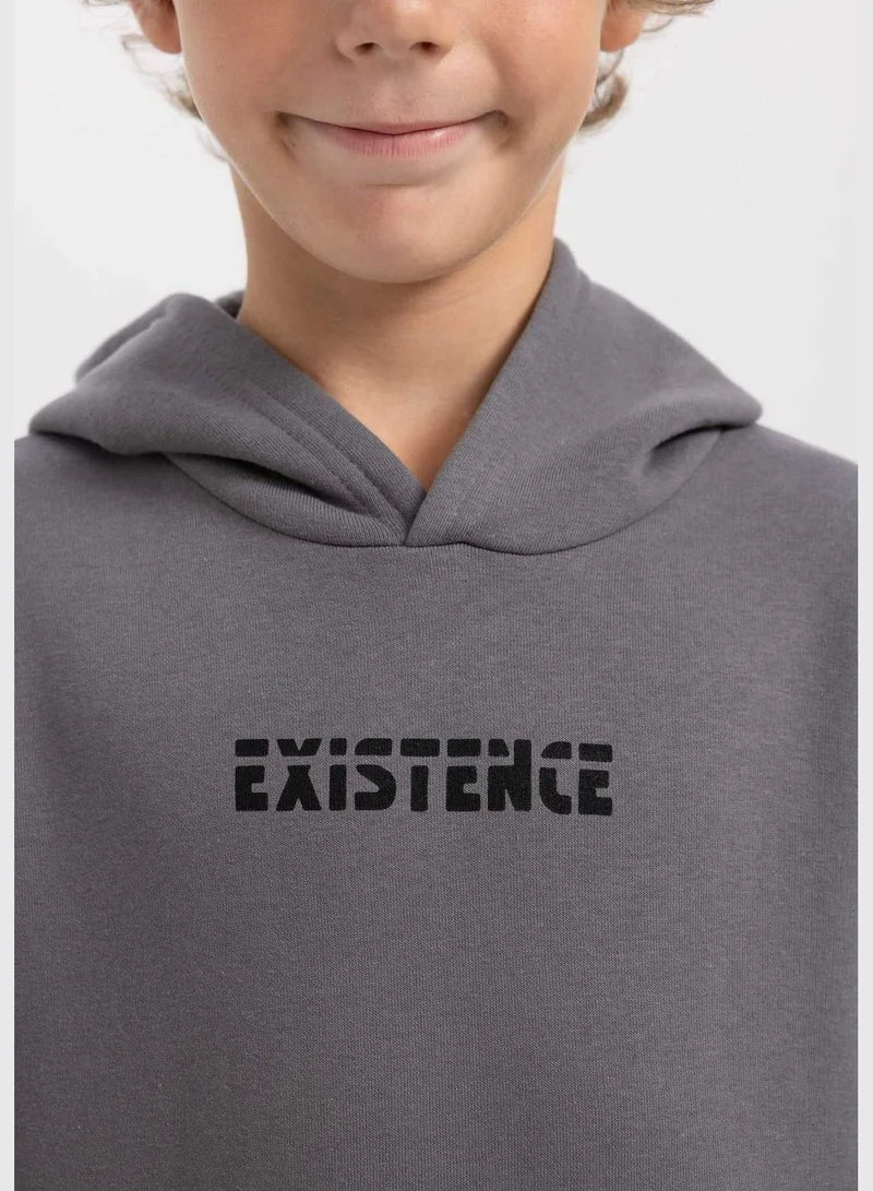 DeFacto Boy Hooded Long Sleeve Knitted Sweatshirt