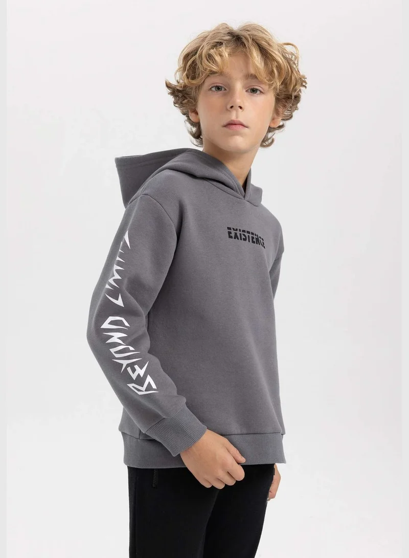 DeFacto Boy Hooded Long Sleeve Knitted Sweatshirt