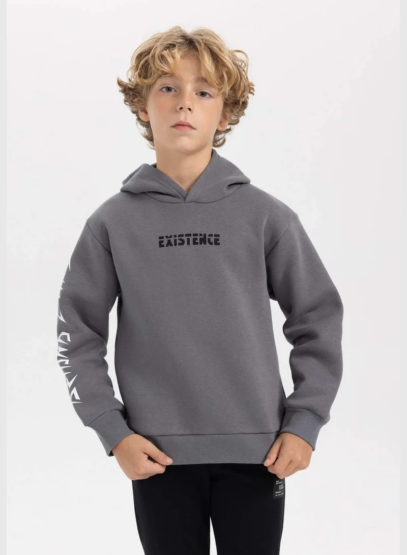 DeFacto Boy Hooded Long Sleeve Knitted Sweatshirt