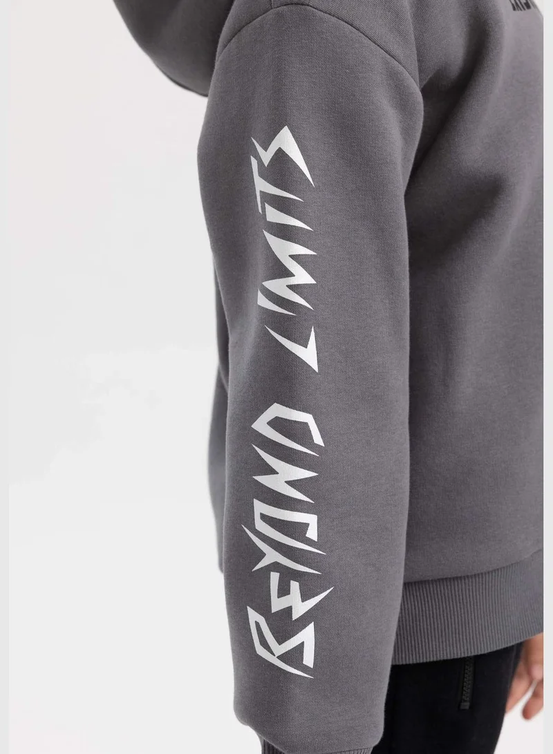 DeFacto Boy Hooded Long Sleeve Knitted Sweatshirt