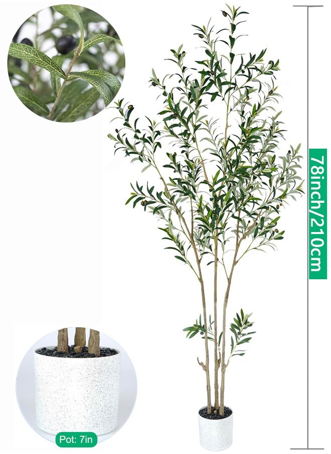 Zvezvia 2.1M Olive Tree Fluffy Artificial Plants Indoor for Home Corner, Faux Olive Tree for Modern Home Office Living Room Floor Decor Indoor  - Image 3