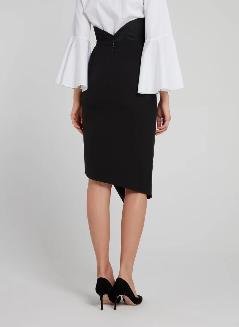 Avaro Figlio  Black Ruffle Midi Skirt for Women | Best Price UAE