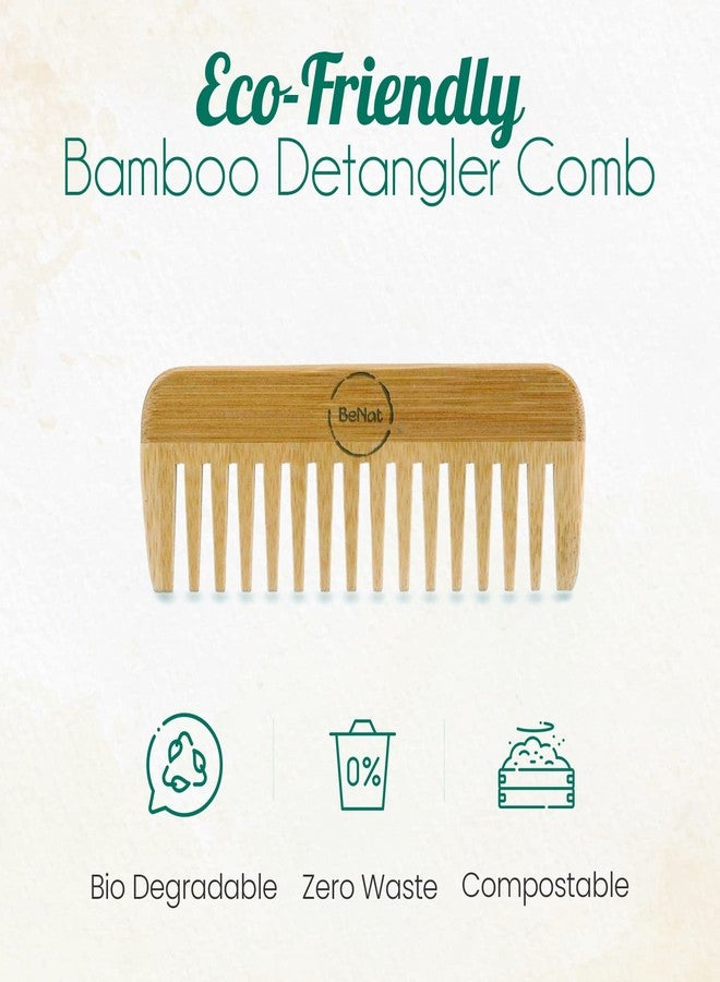 BeNat All Natural Bamboo Wooden Hair Comb for Women and Men Eco-Friendly Accessories Ideal For Detangling Curly Hair and Beard Comb For Men - Image 2