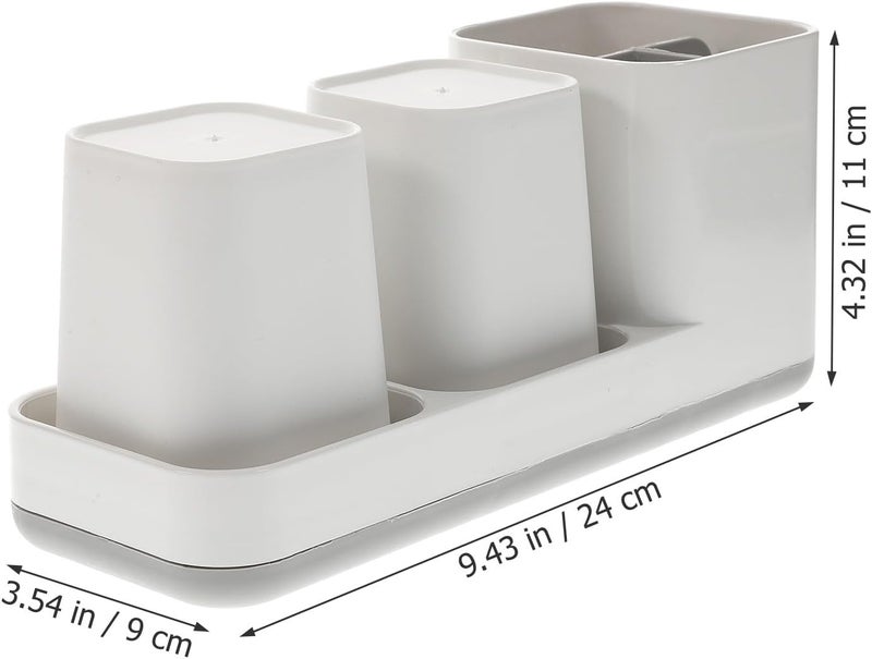 Toothbrush Stand and Wash Cup Storage Rack, Nordic Style White Bathroom Organizer with Toothpaste Holder, Countertop Toiletry Storage for Family Bathroom - Image 2