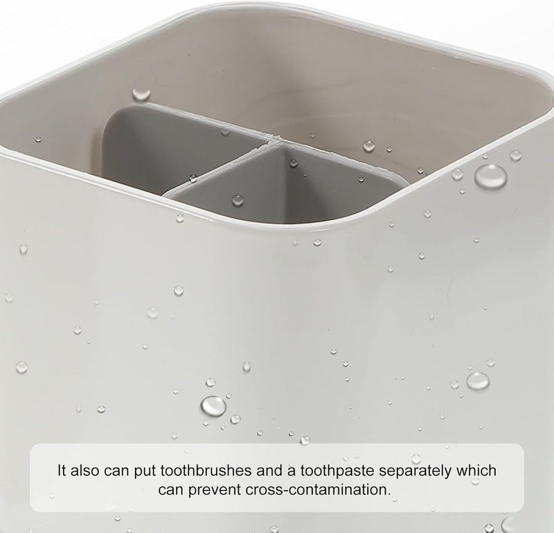 Toothbrush Stand and Wash Cup Storage Rack, Nordic Style White Bathroom Organizer with Toothpaste Holder, Countertop Toiletry Storage for Family Bathroom - Image 3