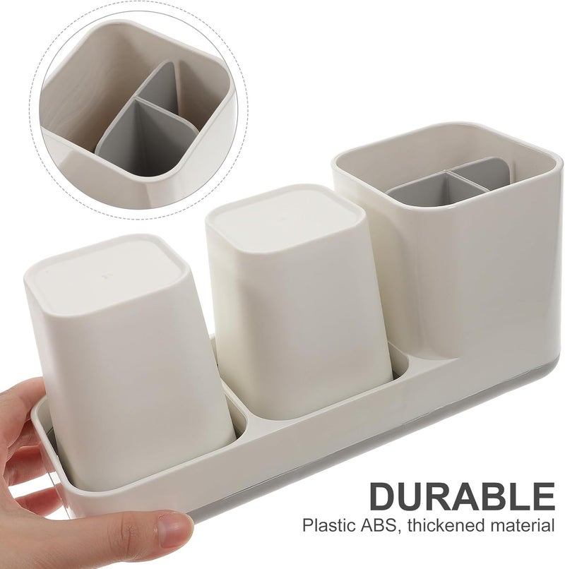 Toothbrush Stand and Wash Cup Storage Rack, Nordic Style White Bathroom Organizer with Toothpaste Holder, Countertop Toiletry Storage for Family Bathroom - Image 4