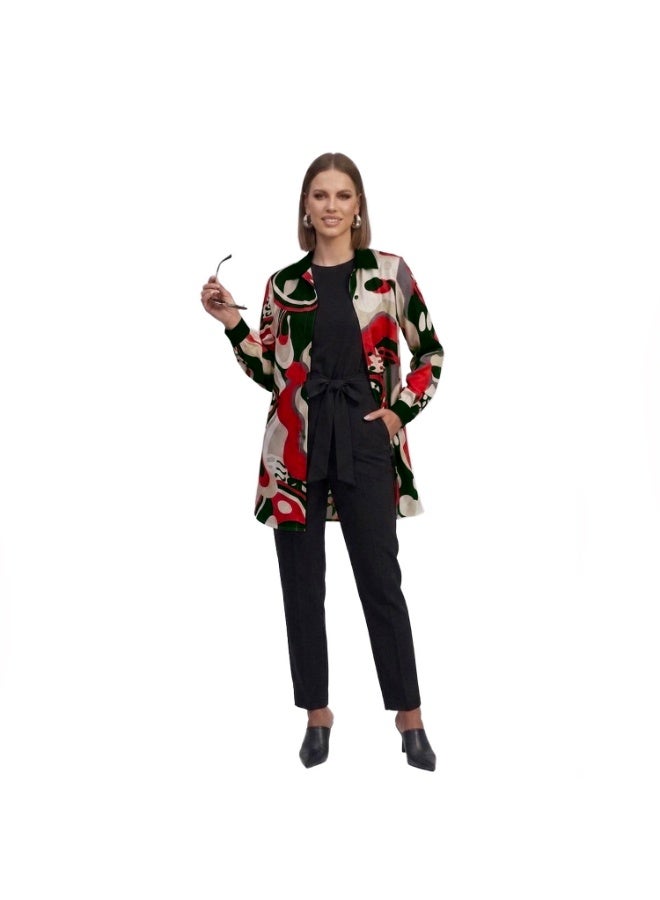 Smoky Egypt Printed Crepe Chiffon Tunic - Red - Image 3