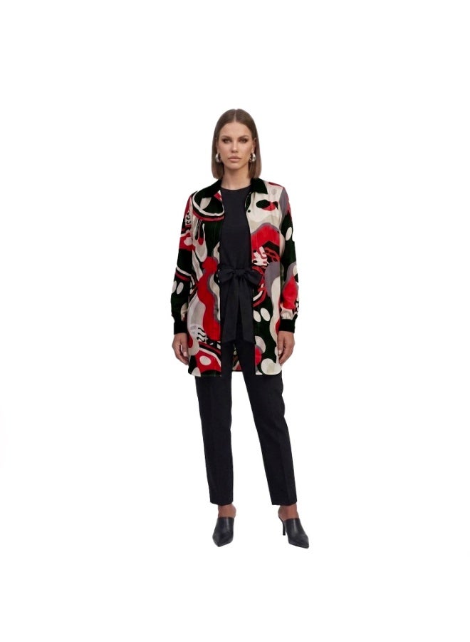 Smoky Egypt Printed Crepe Chiffon Tunic - Red - Image 2
