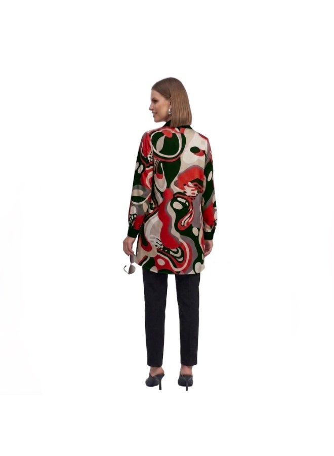 Smoky Egypt Printed Crepe Chiffon Tunic - Red - Image 4