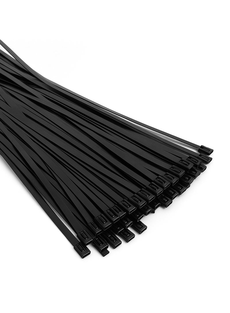 SUNRISE Metal Zip Ties,100 Pcs 15cm Multi-Purpose Stainless Steel Cable Ties, Suitable For Vehicles, Farms, Fences, Pipe Bundling And Other Scenes - Image 1