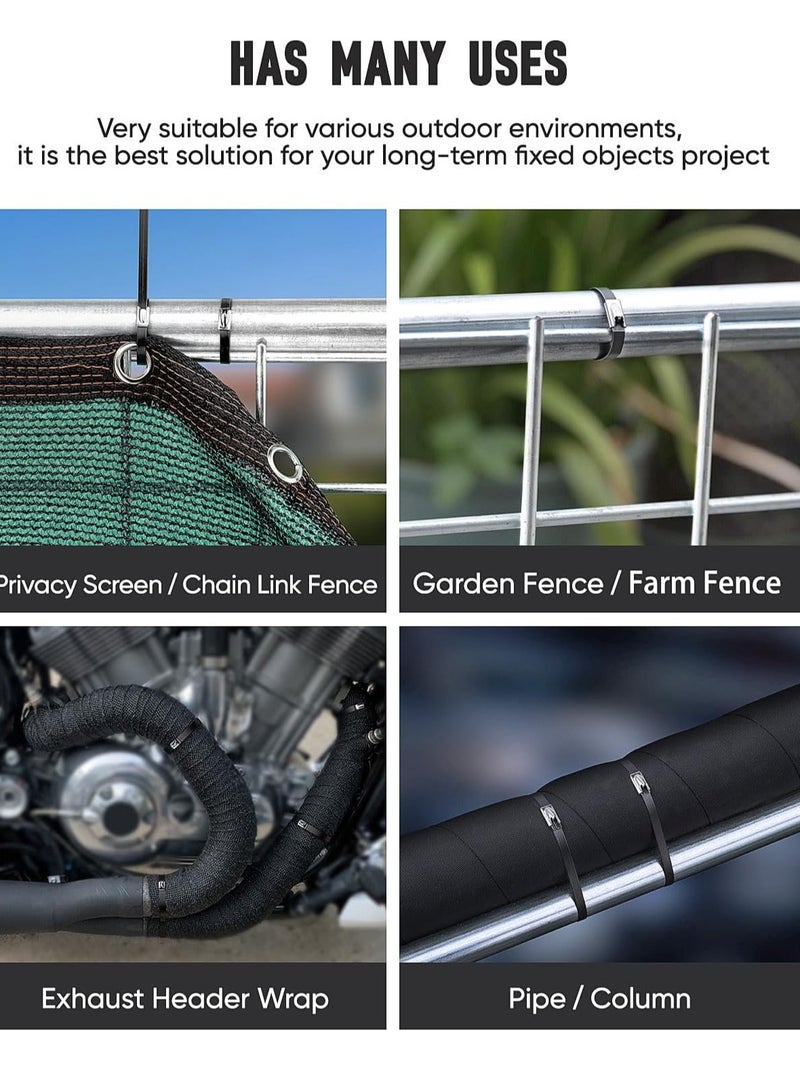 SUNRISE Metal Zip Ties,100 Pcs 15cm Multi-Purpose Stainless Steel Cable Ties, Suitable For Vehicles, Farms, Fences, Pipe Bundling And Other Scenes - Image 5