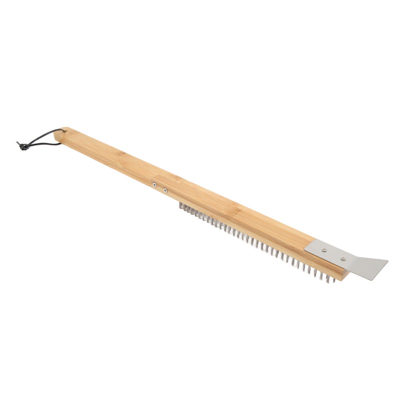 Long Pizza Oven Brush with Scraper Mounted Metal Bristles Pizza Brush Removable Pizza Brush with Wooden Handle - Image 5