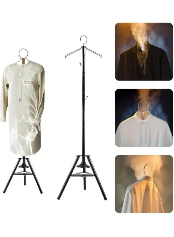 Cloth Incense Burner Stand,Garment Steamer Stand, 175cm Long Bakhoor Burner Stand Hanger With Steaming Clothes, Cloth Hooks And Holes For Home Bedroom Hotel Hall Tree for Robe, Coats, Hats, Scarves, And Clothe (Black)  - Image 1