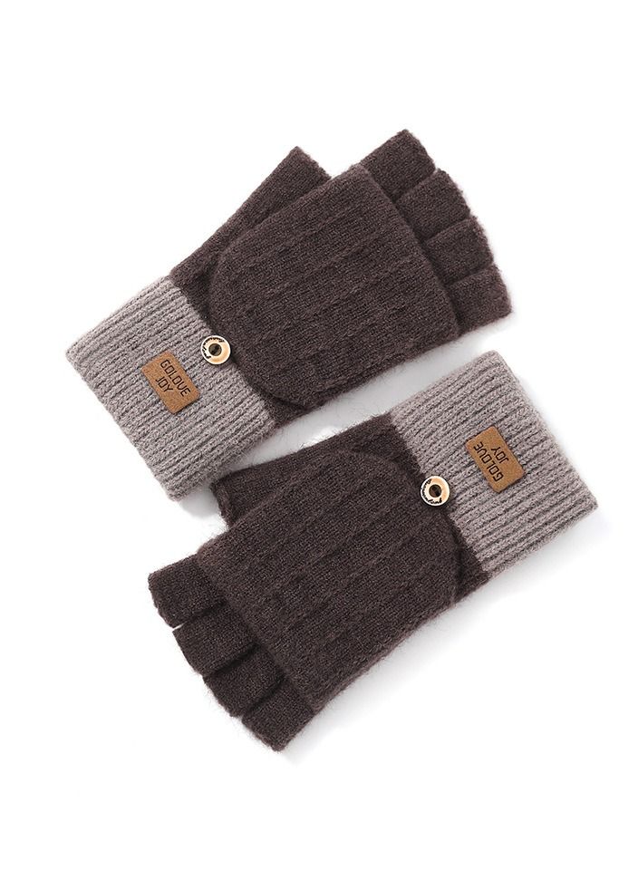 Golovejoy Women's Autumn And Winter Warm Outdoor Windproof Plush Korean Cute Cold Proof Gloves 