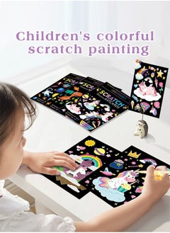 UNICORN Magical Scratch Art Book for Kids, Unicorns, Craft Kits & Supplies, DIY Activity & Stickers, Gifts for Toddlers, 3-12 Year Old Kid Boy Girl,   with 1 Scratch Pen  - Image 2