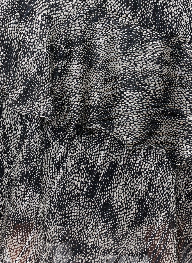 trendyol Black Animal Patterned Lined Woven Skirt - Image 4