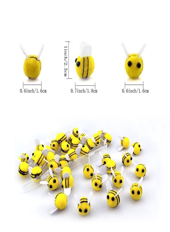 SaktopDeco 40 PCS Wool Felt Bees Felt for Crafts Mini Bee Plush Decor for Baby Shower Decorations Clothing Hat DIY Crafts - Image 2