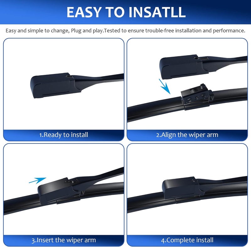 LUTEUS Windshield Wipers 22"+22"（Top Lock MB,Set of 2）replacement for MBZ C300,C350e,C400,C43AMG,C450AMG,C63AMG,C63AMGS,GLC300,GLC350e,GLC43,AMG,GLC63AMG,GLC63 AMG,GLC63 AMG S - Image 5