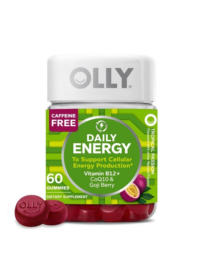 حلوى OLLY Daily Energy Gummy، خالية من الكافيين، فيتامين ب12، CoQ10، توت جوجي، مكمل غذائي قابل للمضغ للبالغين، بنكهة استوائية - 60 قطعة - Image 1