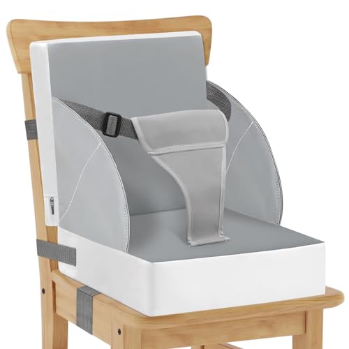 KOXUIUF Toddler Booster Seat for Kitchen Chair Dining Table, PU Waterproof Strong Support Portable Booster Chair for Toddlers Eating, Easy Cleaning Booster Seat Cushion Detachable with Adjustable Straps - Image 1