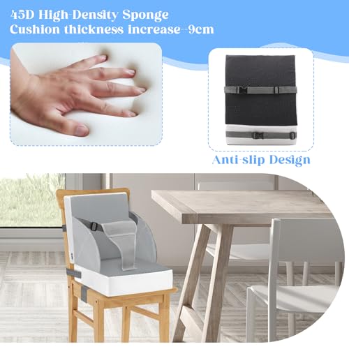 KOXUIUF Toddler Booster Seat for Kitchen Chair Dining Table, PU Waterproof Strong Support Portable Booster Chair for Toddlers Eating, Easy Cleaning Booster Seat Cushion Detachable with Adjustable Straps - Image 4