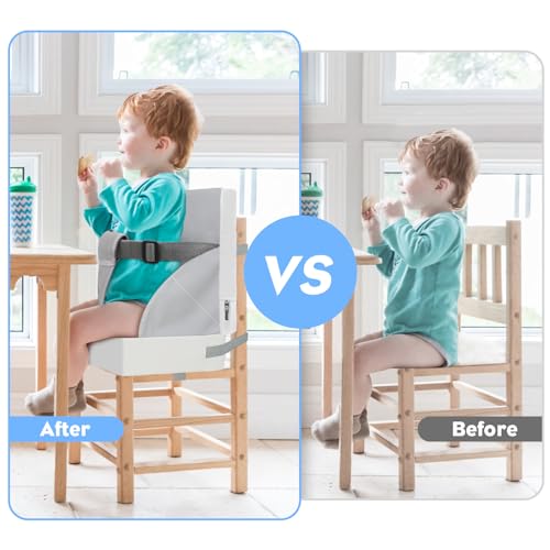 KOXUIUF Toddler Booster Seat for Kitchen Chair Dining Table, PU Waterproof Strong Support Portable Booster Chair for Toddlers Eating, Easy Cleaning Booster Seat Cushion Detachable with Adjustable Straps - Image 5