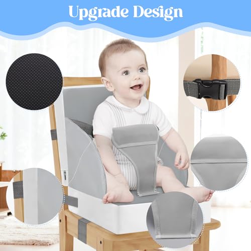 KOXUIUF Toddler Booster Seat for Kitchen Chair Dining Table, PU Waterproof Strong Support Portable Booster Chair for Toddlers Eating, Easy Cleaning Booster Seat Cushion Detachable with Adjustable Straps - Image 2