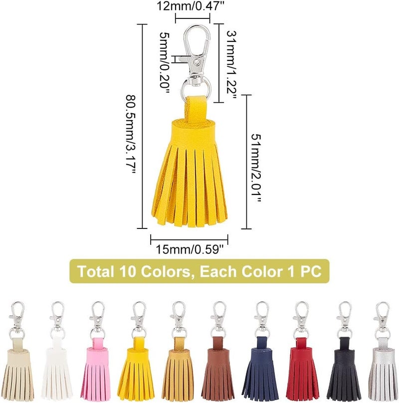 comfrt 10 Colors Leather Tassel Charms, Colorful PU Leather Tassel Pendants Keyring Holder Women Purse Bag Charms Accessories DIY Craft Jewelry Making Tassels Key Cellphone Decoration Tassel, 3.2 Inch - Image 3