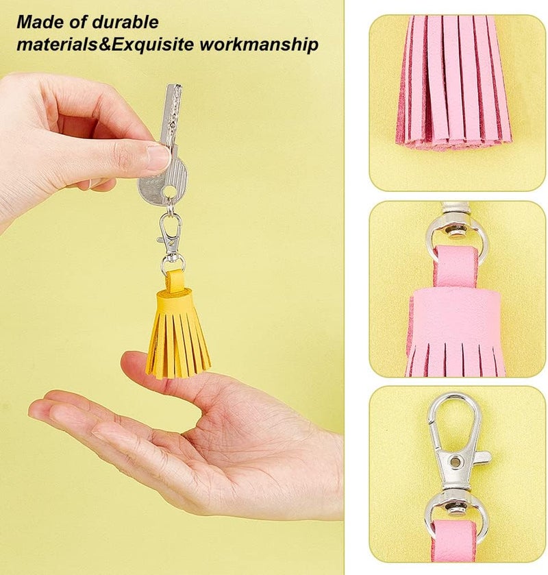 comfrt 10 Colors Leather Tassel Charms, Colorful PU Leather Tassel Pendants Keyring Holder Women Purse Bag Charms Accessories DIY Craft Jewelry Making Tassels Key Cellphone Decoration Tassel, 3.2 Inch - Image 2