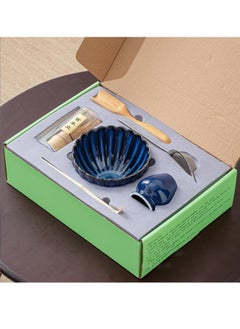 Super ZYouth Matcha Tea Set 6Pcs, Traditional Japanese Tea Set, Include Matcha Bowl, Matcha Bamboo Whisk, Scoop, Stainless Steel Tea Sifter, Whisk Holder, Tea Making Kit, Matcha tool, for Matcha Lovers, Blue  - Image 4