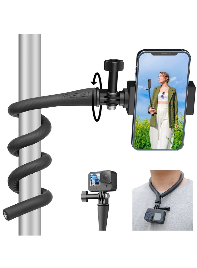 XiuWoo Long Gooseneck Flexible Clamp, Selfie Stick Extension Arm Bracket Mount Clamp for GoPro Phones Camera Tripod Stand Neck Holder Bike Motorcycle Boat Car Desk - Image 1