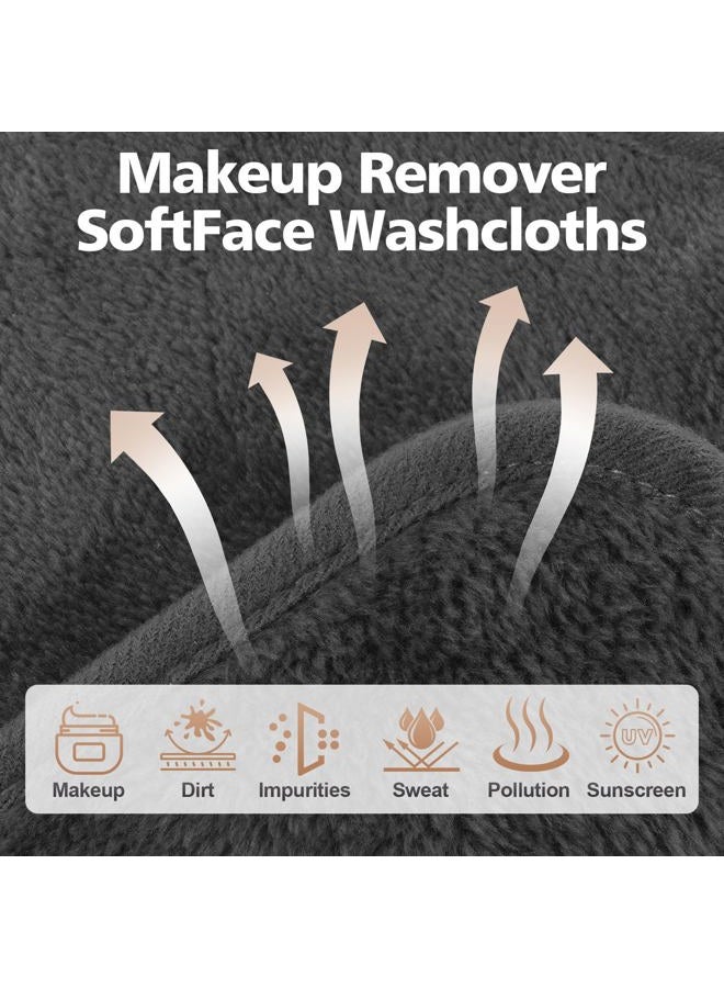 INFICRIME Makeup Remover Cloth, Ultra Soft and Reusable Microfiber Makeup Remover Towels for All Skin Types, Remove Instantly Dirt with Just Water, 6" x 6" Inch, 12 Pack, Grey - Image 2