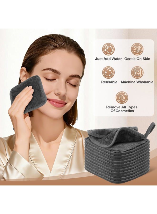 INFICRIME Makeup Remover Cloth, Ultra Soft and Reusable Microfiber Makeup Remover Towels for All Skin Types, Remove Instantly Dirt with Just Water, 6" x 6" Inch, 12 Pack, Grey - Image 5