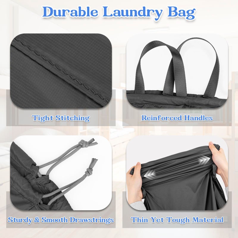 WiseBoy Laundry Bag Extra Large Heavy Duty, 24"x 35", Laundry Basket Liner Replacement, Drawsting Top with Carrying Handles, 3 to 4 Load Capacity, Machine Washable Hamper Liner, Ultra-Light & Foldable - Image 5