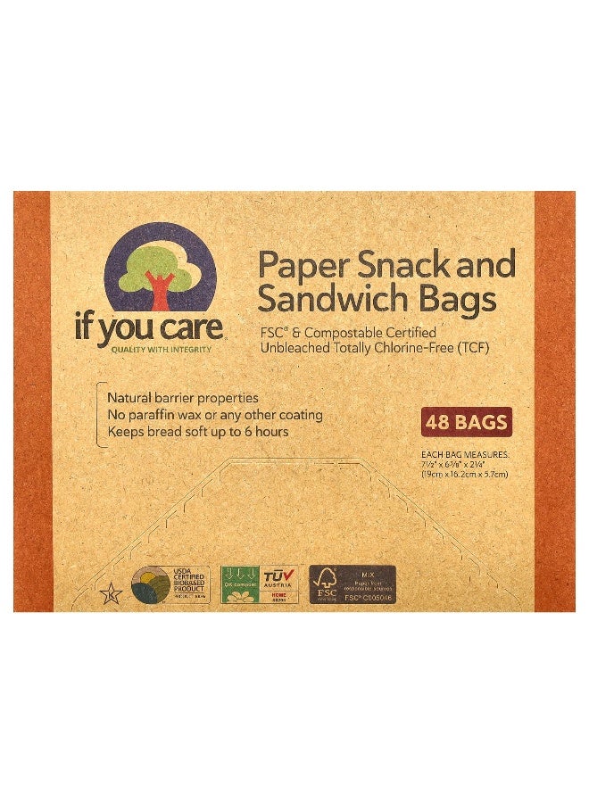 If You Care, Paper Snack and Sandwich Bags, 48 Bags - Image 1