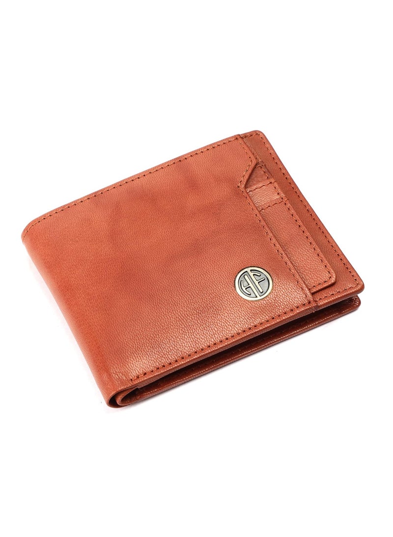 HAMMONDS FLYCATCHER Genuine Leather Wallet for Men - RFID Protected Leather Purse for Men, Money Purse for Men, Bi-Fold Wallet - 6 Card Slots, 1 Card Case, Coin Pocket, Hidden Pockets - Antique Tan