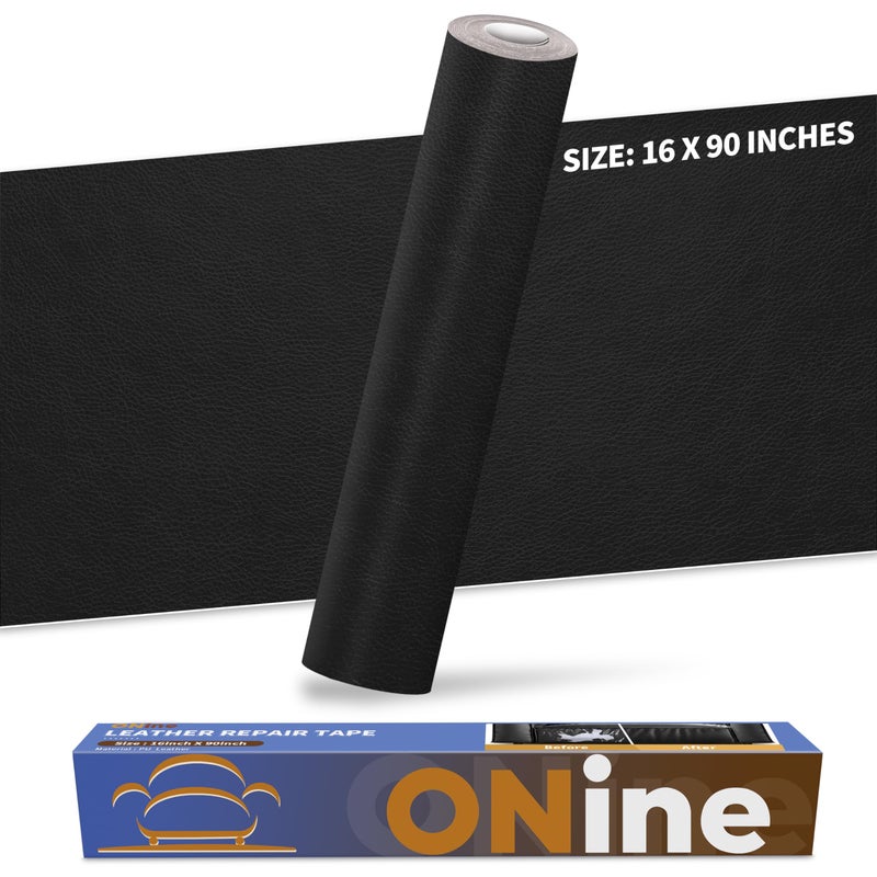 ONine Leather Repair PatchLeather Repair Tape 16 x 90 inches Leather Repair Patch for FurnitureVinyl Repair KitLeather Couch Patchfor Sofas Furniture Car Seats Office ChairsBlack