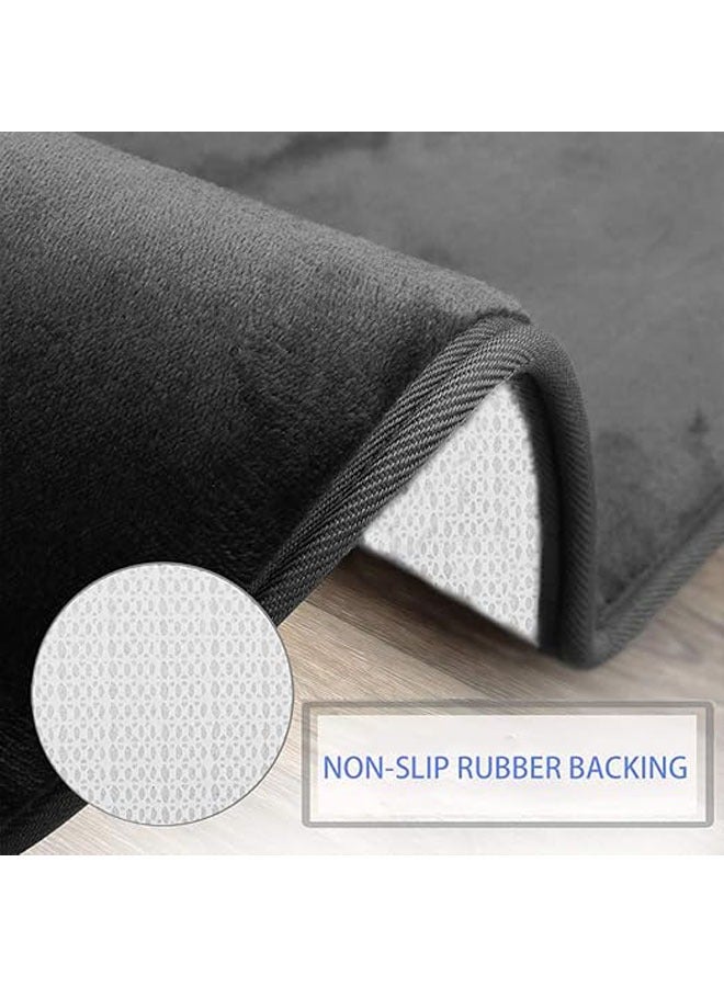 Bathroom Rug Sets, 3 Piece Non Slip Absorbent Ultra Soft Cozy Velvet Bathroom Mat Memory Foam Bath Mat, Easy Wash and Dry, Machine Washable, Bath Rugs for Tub Shower and Bath Room (Black) - Image 5