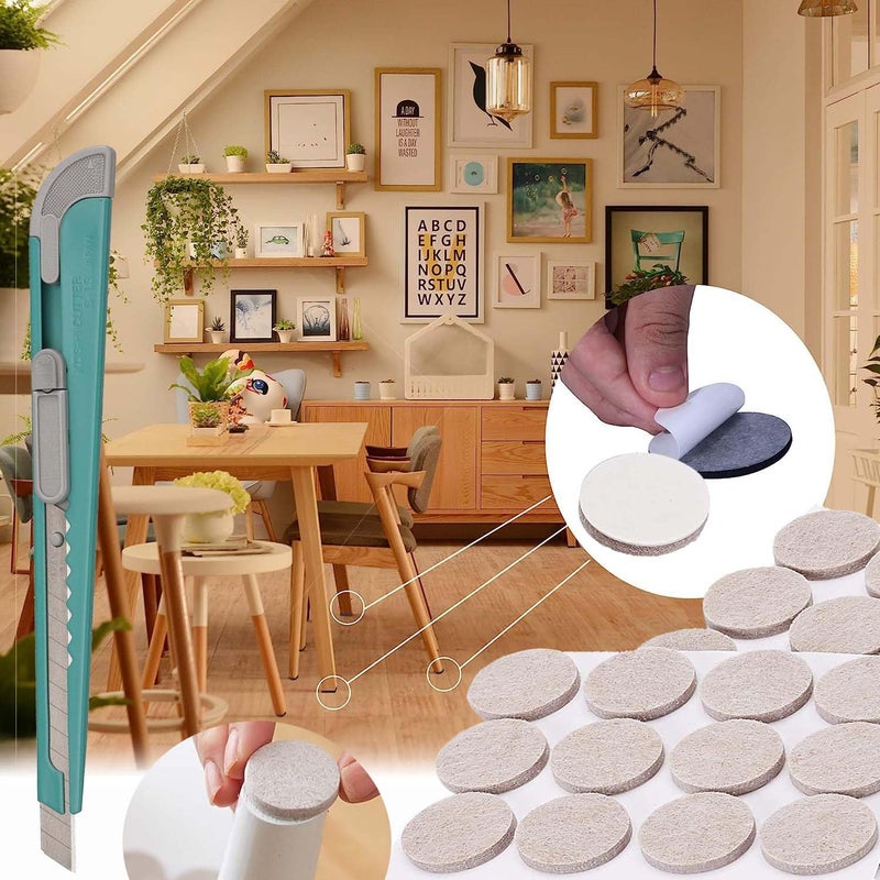 DIY Crafts DIY Crafts 2'' inch 24 Pcs + DIY Cutter, Round Felt Furniture Pads + DIY Cutter, Basics Rubber Furniture Pads, Carpet Bottom Furniture Pads to Protect Hardwood, Tile or Laminate Floors (24 Pcs + DIY Cutter)  - Image 1