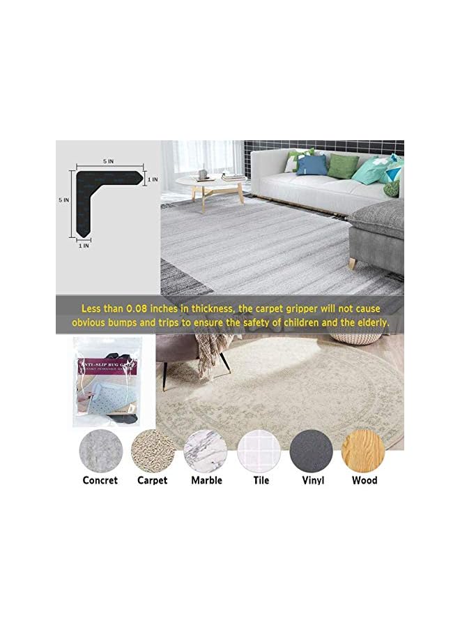 The Bros Rug Grippers for Area Rugs, 8 Pack Non Slip Rug L Shape Updated Gripper on Carpet for Area Rugs, Hardwood Floors, Tile Floors, Floor Mats, Black - Image 3