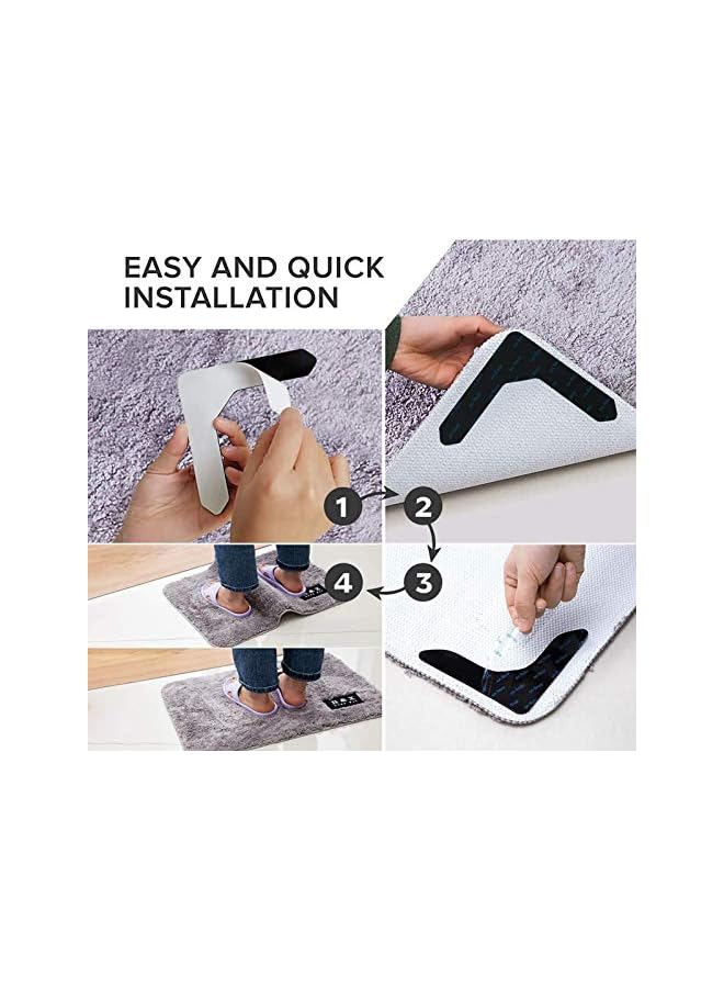 The Bros Rug Grippers for Area Rugs, 8 Pack Non Slip Rug L Shape Updated Gripper on Carpet for Area Rugs, Hardwood Floors, Tile Floors, Floor Mats, Black - Image 5